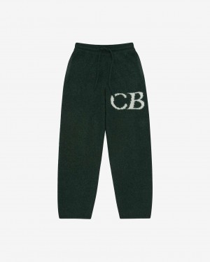 Men's Cole Buxton Cb Logo Knit Pants Green | 85027ZFKI