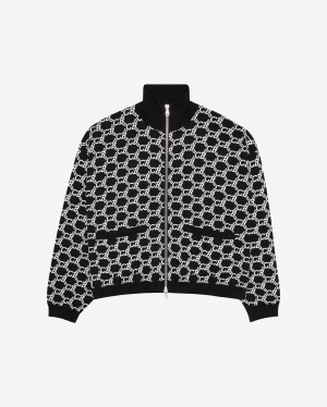 Men's Cole Buxton Cb Monogram Track Jackets Black / White | 46179XNLC