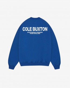 Men's Cole Buxton Cb Sportswear Sweatshirts Deep Blue | 40873XEBY