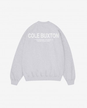 Men's Cole Buxton Cb Sportswear Sweatshirts Light Grey | 57319YUJQ