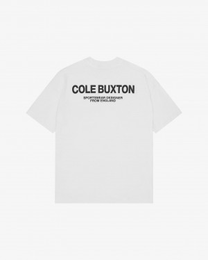 Men's Cole Buxton Cb Sportswear T Shirts White | 94381ZUVL