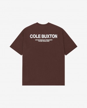 Men's Cole Buxton Cb Sportswear T Shirts Brown | 95127RFXA