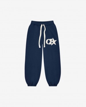 Men's Cole Buxton Cb Star Sweatpants Navy | 74189RJZU