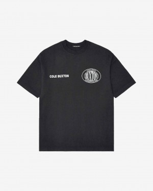 Men's Cole Buxton Double Logo Sports T Shirts Black | 48519UDKZ