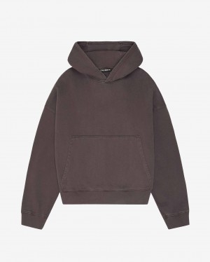 Men's Cole Buxton Heavyweight Cropped Hoodie Brown | 71890BOHK