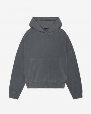 Men's Cole Buxton Heavyweight Cropped Hoodie Black | 09764IOFK