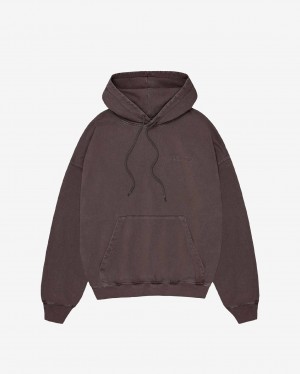 Men's Cole Buxton Heavyweight Warm Up Hoodie Brown | 49612VPJO