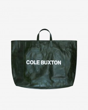 Men's Cole Buxton Large Leather Tote Bags Green | 09645CPQS