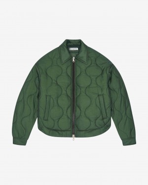 Men's Cole Buxton Quilted Ripstop Overshirt Dark Green | 59736HYTE