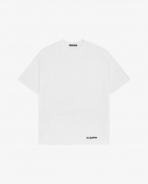 Men's Cole Buxton Raw T Shirts White | 17492YIJO