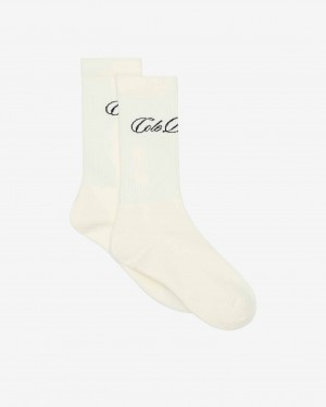 Men's Cole Buxton Signature Socks White | 83625EFXK