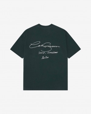 Men's Cole Buxton Signature T Shirts Green | 82367XEBW