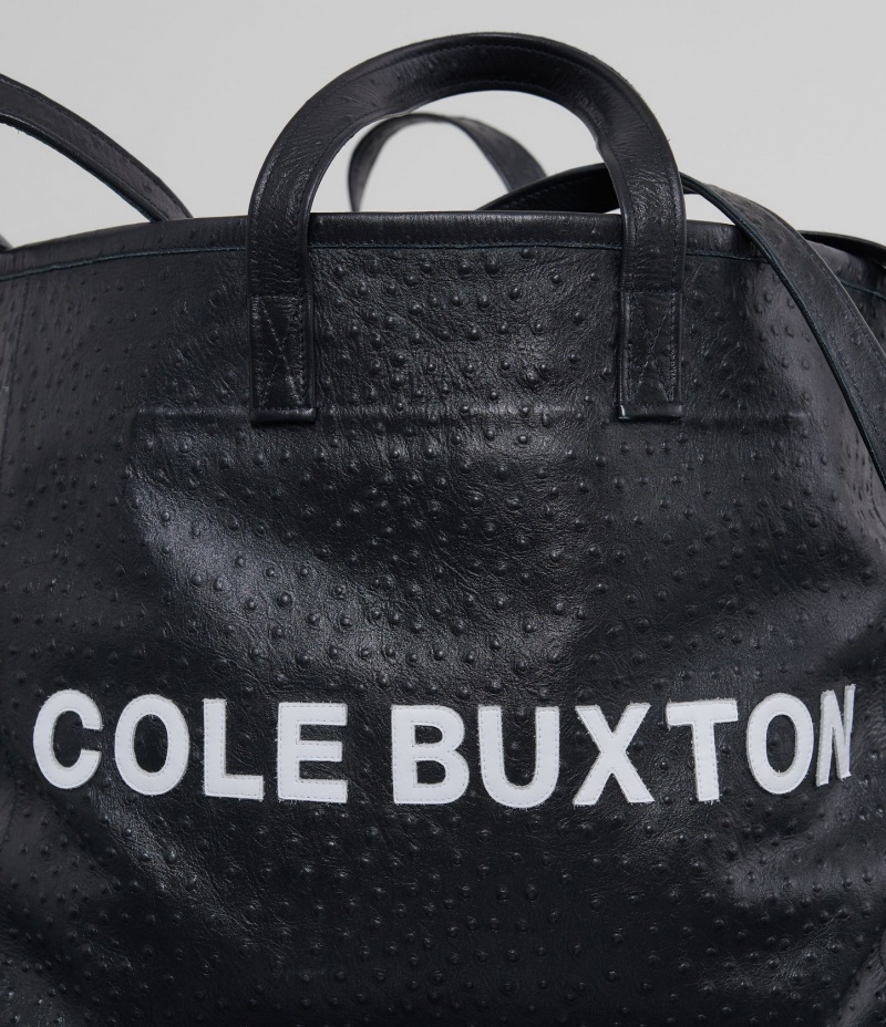 Men's Cole Buxton Applique Leather Tote Bags Black | 53827OIME