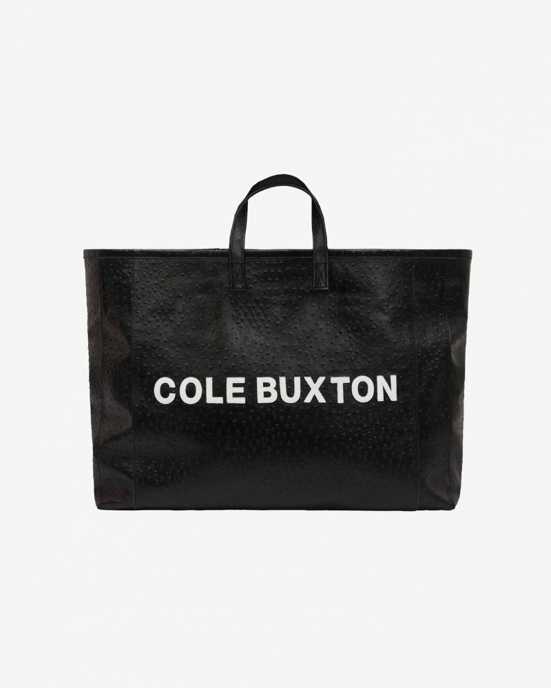 Men\'s Cole Buxton Applique Leather Tote Bags Black | 53827OIME