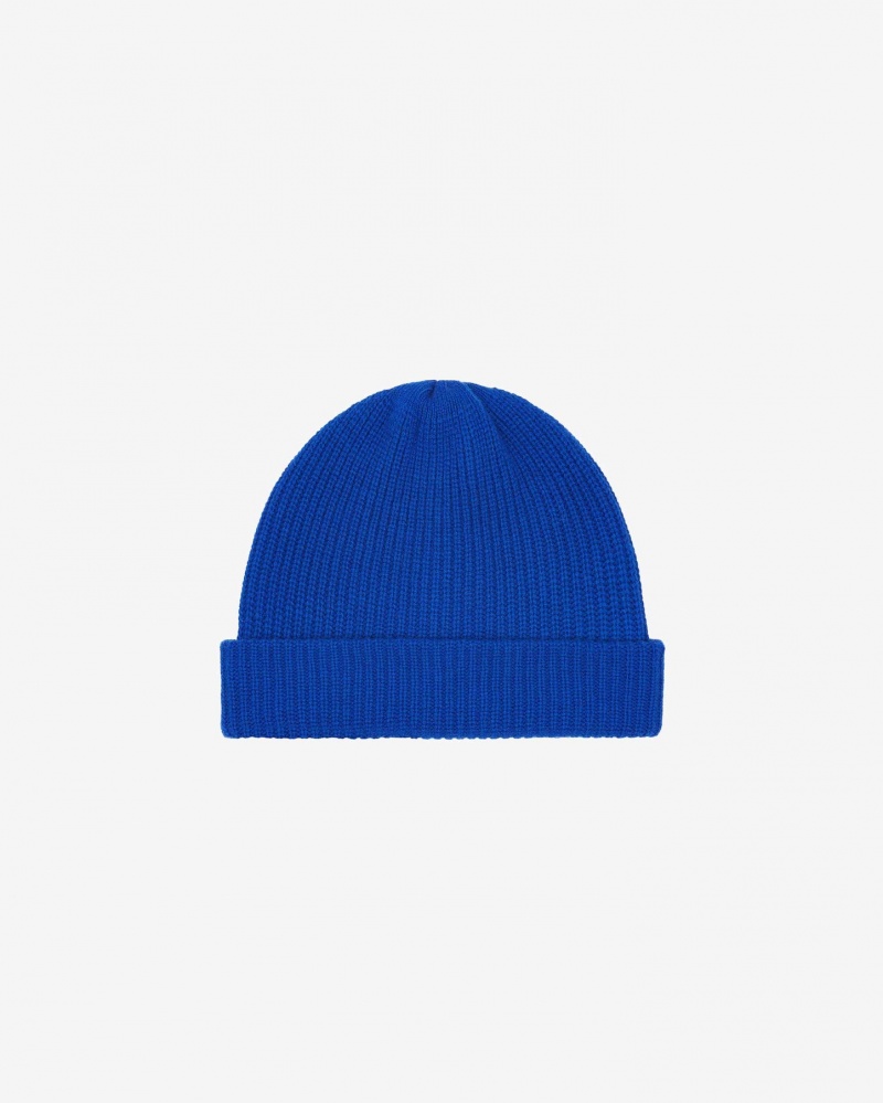 Men\'s Cole Buxton Cashmere Beanie Deep Blue | 90546AEIG