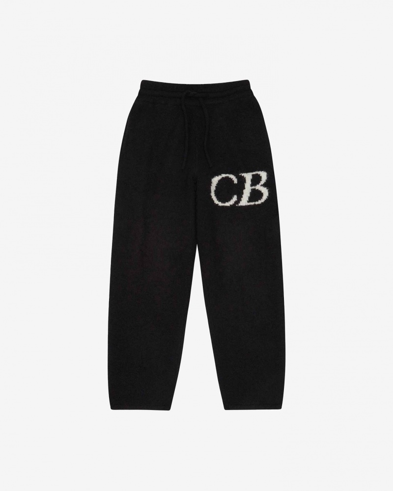 Men\'s Cole Buxton Cb Logo Knit Pants Black | 83657XDMP