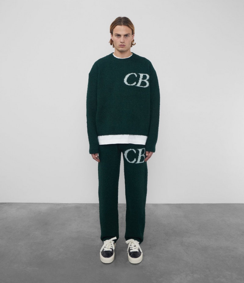 Men's Cole Buxton Cb Logo Knit Pants Green | 85027ZFKI