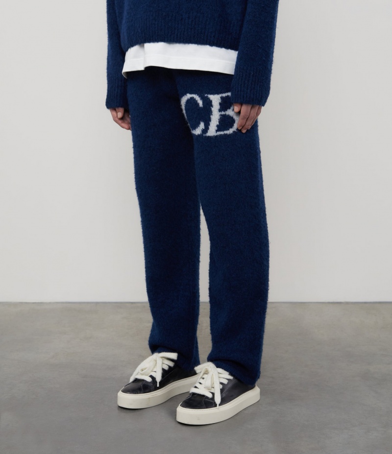 Men's Cole Buxton Cb Logo Knit Pants Navy | 14389UEPN