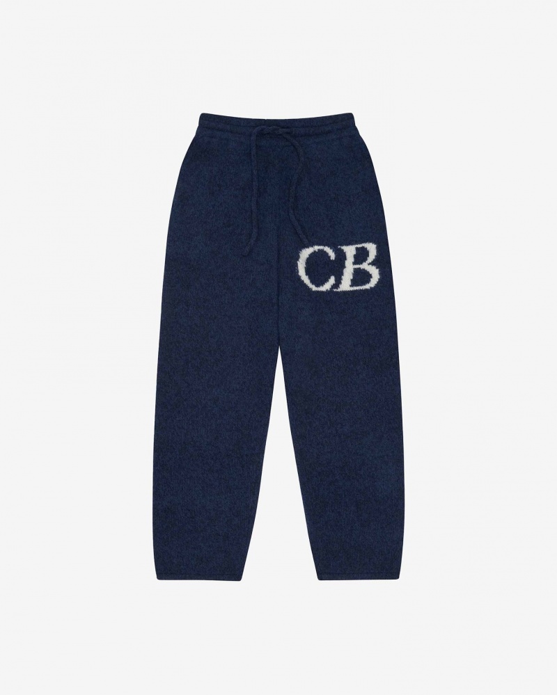 Men\'s Cole Buxton Cb Logo Knit Pants Navy | 14389UEPN