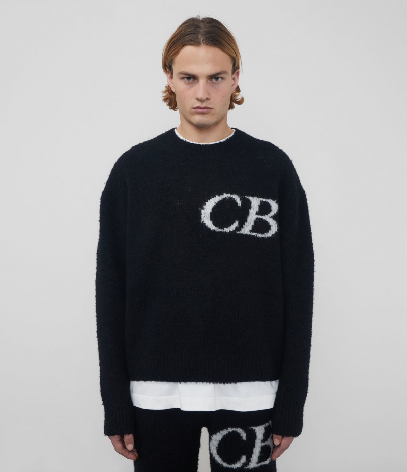 Men's Cole Buxton Cb Logo Knit Sweater Black | 14580FNYR