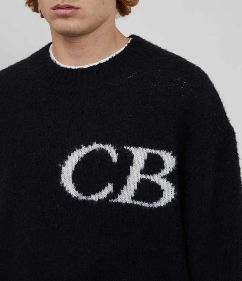 Men's Cole Buxton Cb Logo Knit Sweater Black | 14580FNYR