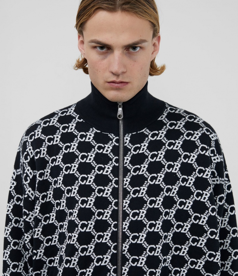 Men's Cole Buxton Cb Monogram Track Jackets Black / White | 46179XNLC