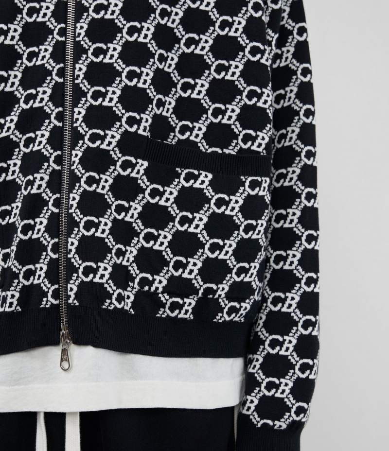 Men's Cole Buxton Cb Monogram Track Jackets Black / White | 46179XNLC