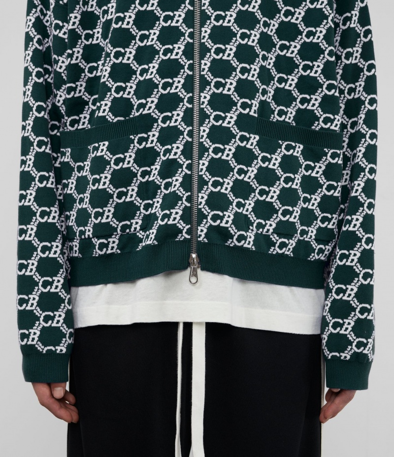 Men's Cole Buxton Cb Monogram Track Jackets Green / White | 50398LYVI