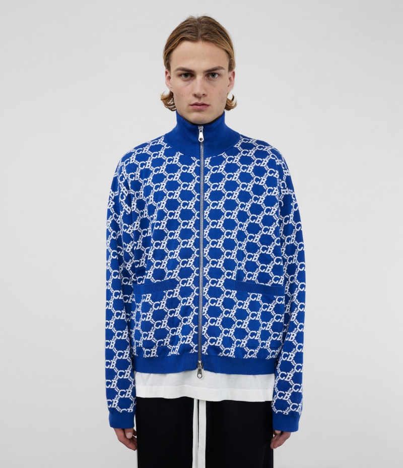 Men's Cole Buxton Cb Monogram Track Jackets Blue / White | 79681VTDW