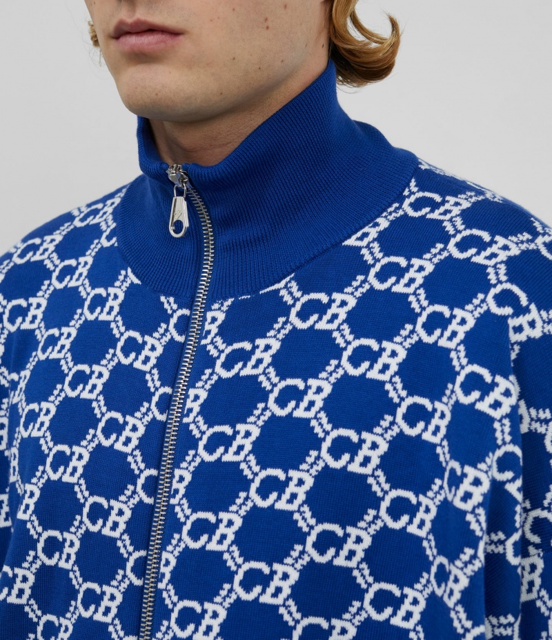 Men's Cole Buxton Cb Monogram Track Jackets Blue / White | 79681VTDW