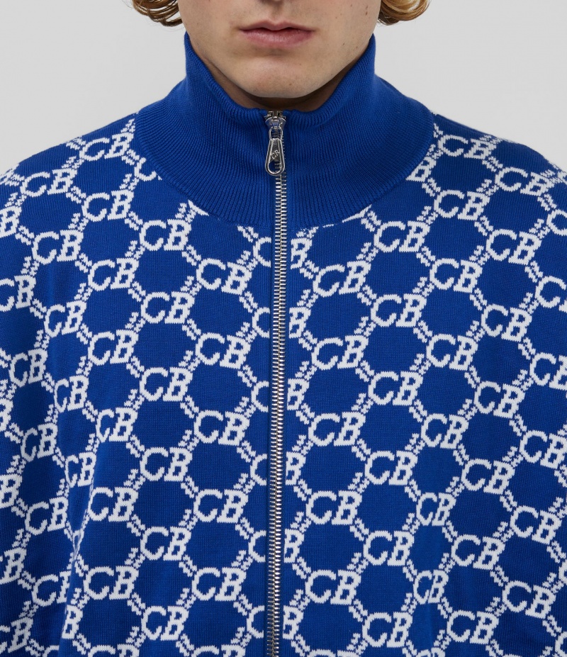 Men's Cole Buxton Cb Monogram Track Jackets Blue / White | 79681VTDW