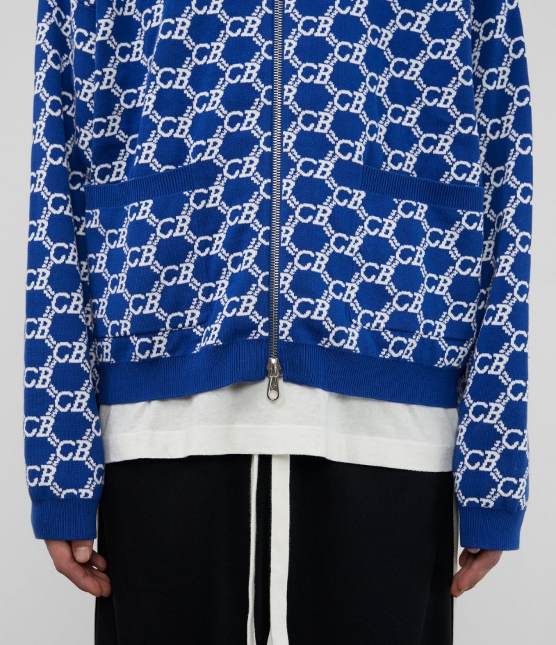 Men's Cole Buxton Cb Monogram Track Jackets Blue / White | 79681VTDW