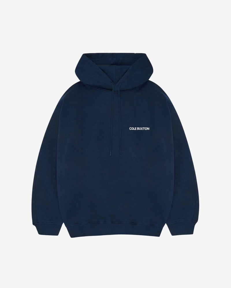 Men's Cole Buxton Cb Sportswear Hoodie Navy | 40752BAVZ