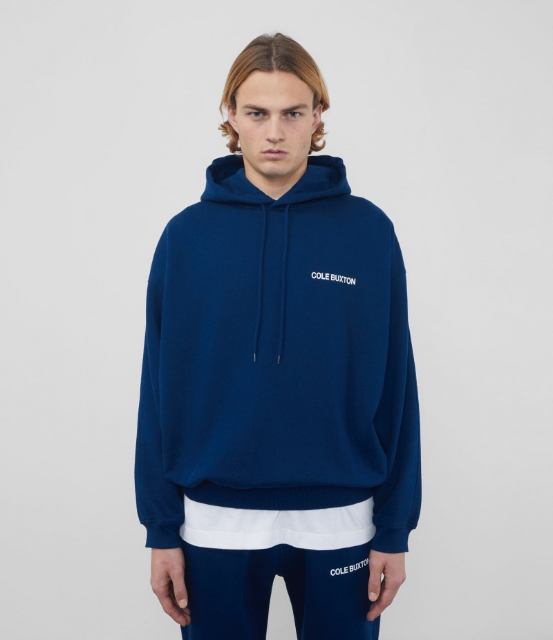 Men's Cole Buxton Cb Sportswear Hoodie Navy | 40752BAVZ