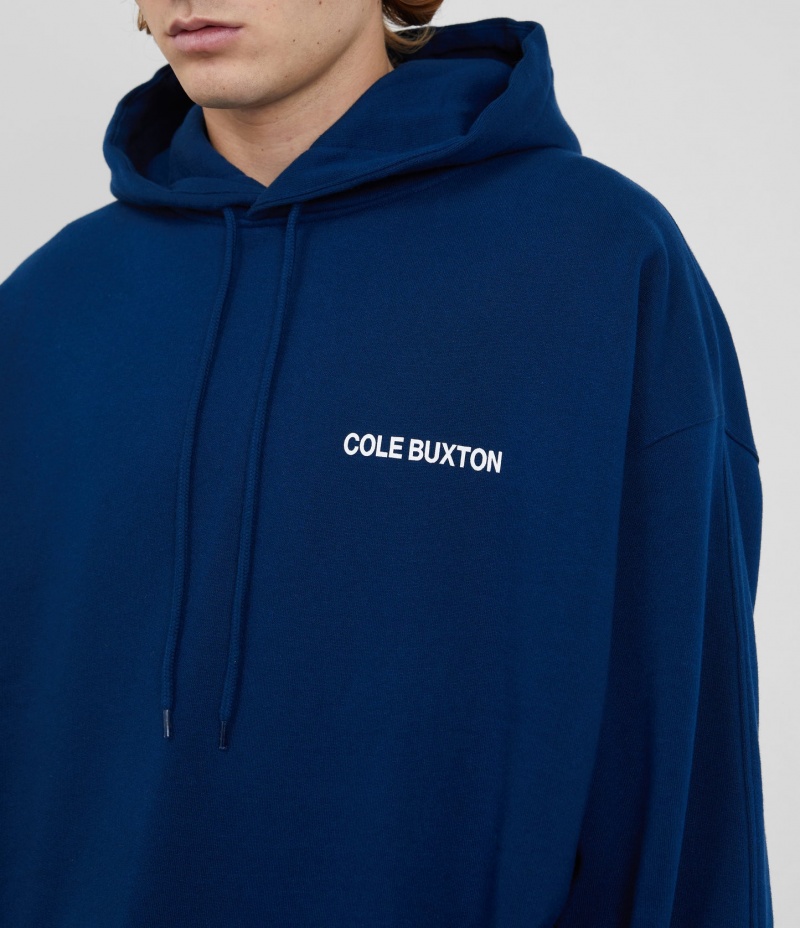 Men's Cole Buxton Cb Sportswear Hoodie Navy | 40752BAVZ