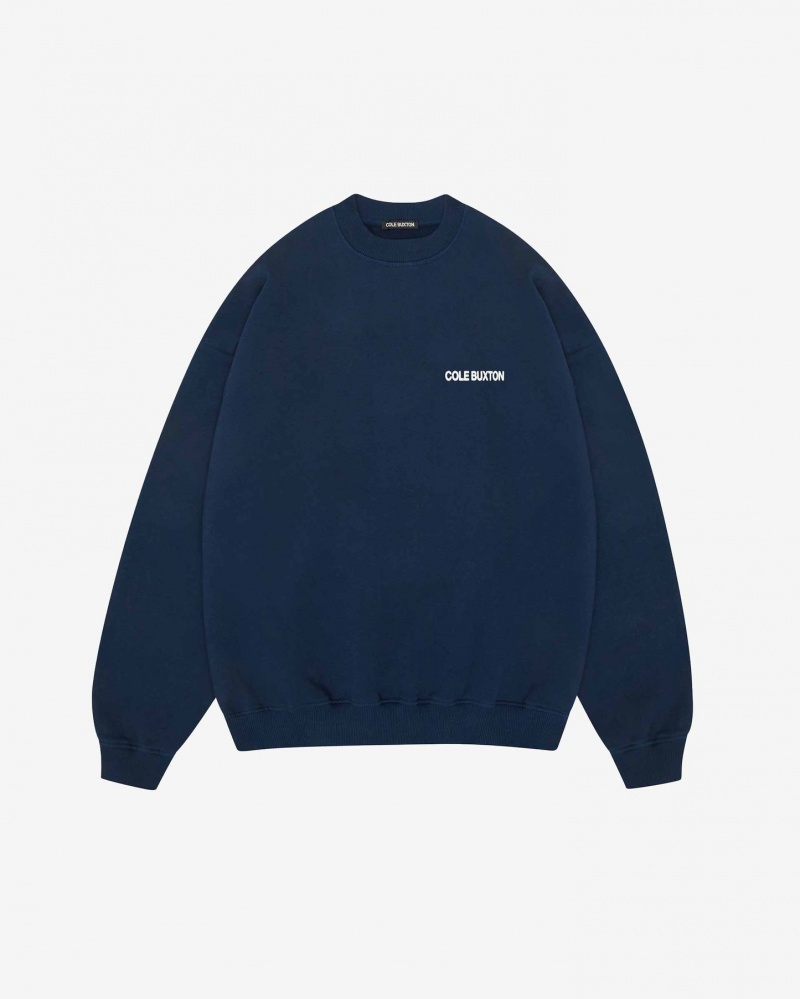 Men's Cole Buxton Cb Sportswear Sweatshirts Navy | 92430JQMB