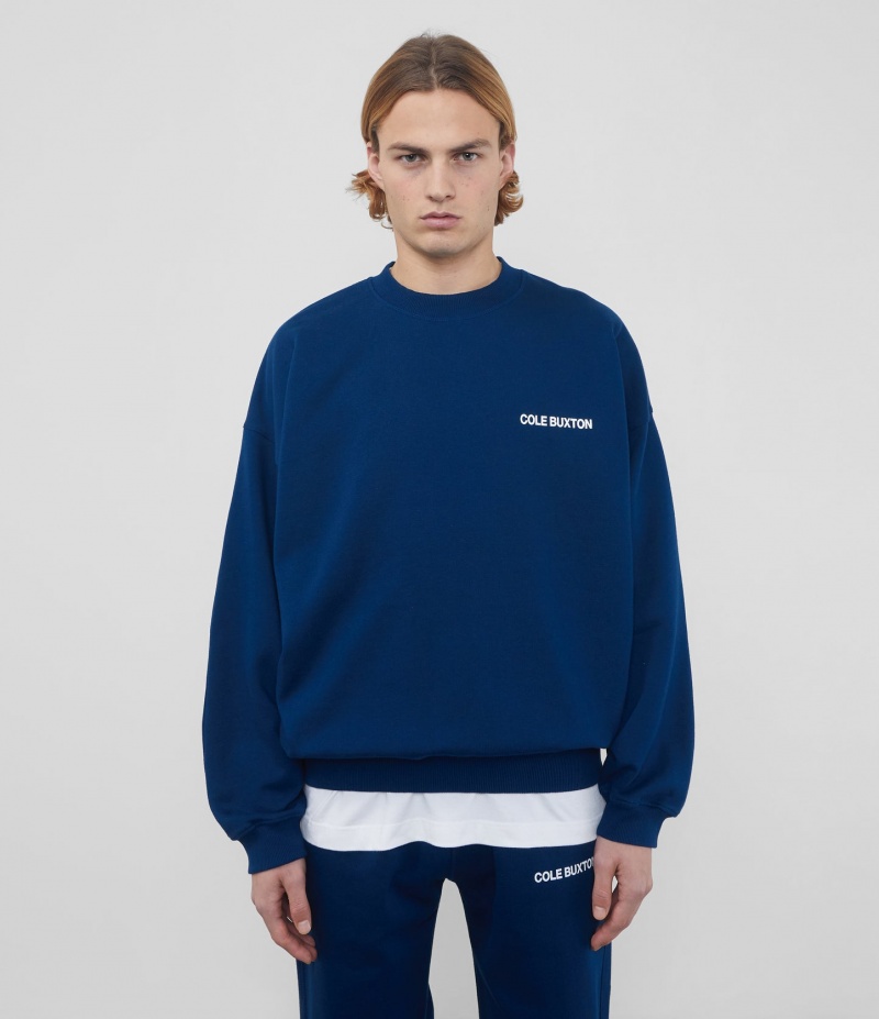 Men's Cole Buxton Cb Sportswear Sweatshirts Navy | 92430JQMB