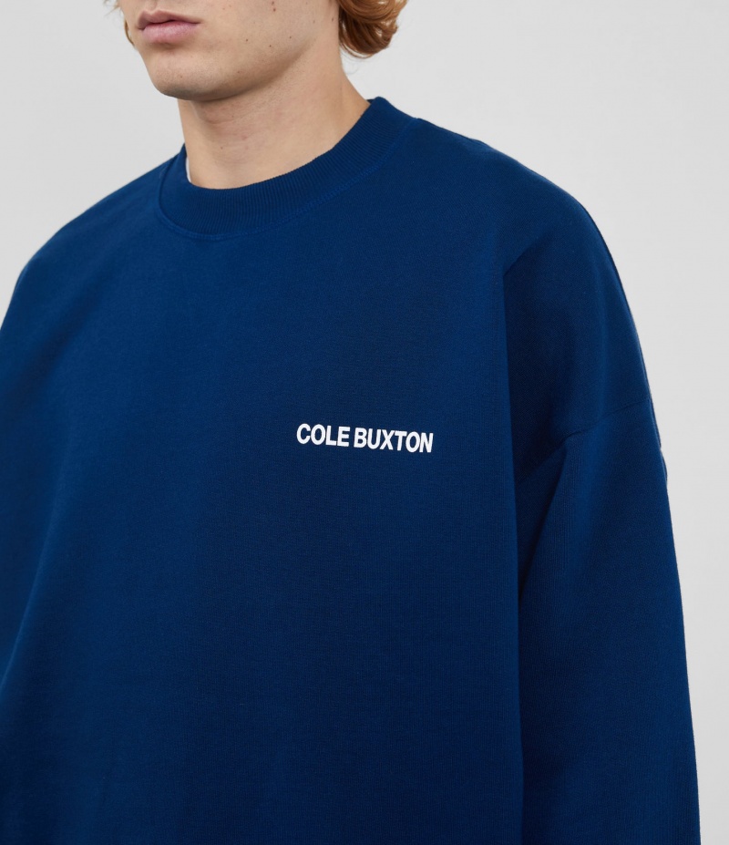 Men's Cole Buxton Cb Sportswear Sweatshirts Navy | 92430JQMB