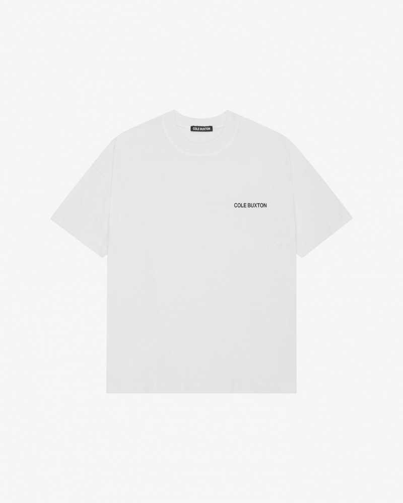 Men's Cole Buxton Cb Sportswear T Shirts White | 94381ZUVL