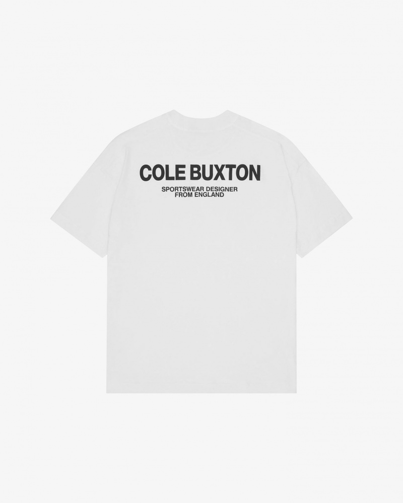 Men\'s Cole Buxton Cb Sportswear T Shirts White | 94381ZUVL