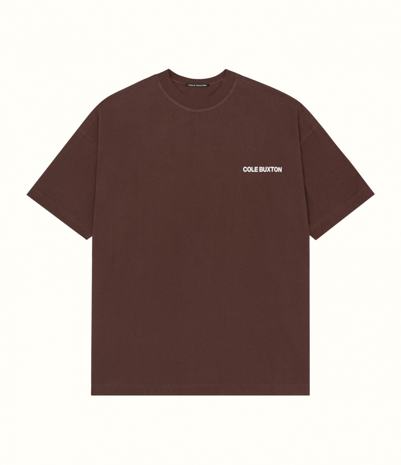 Men's Cole Buxton Cb Sportswear T Shirts Brown | 95127RFXA