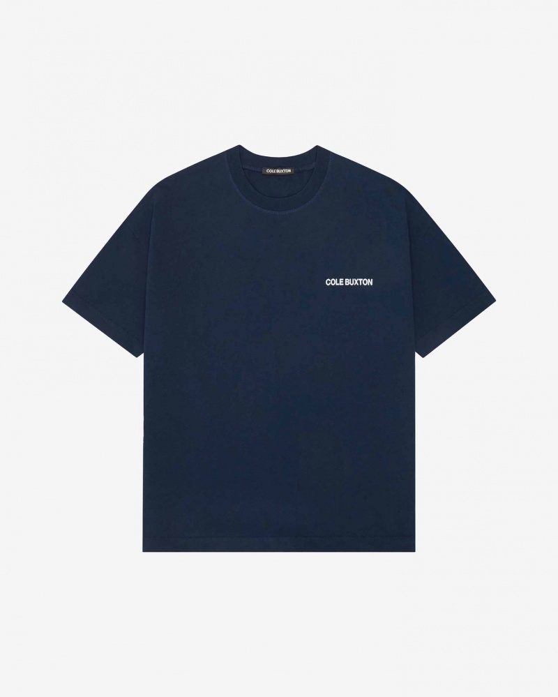 Men's Cole Buxton Cb Sportswear T Shirts Navy | 49726EAXO