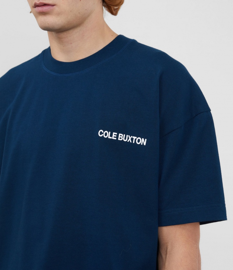 Men's Cole Buxton Cb Sportswear T Shirts Navy | 49726EAXO