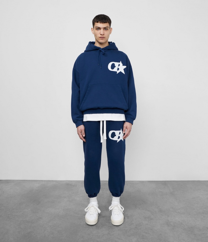 Men's Cole Buxton Cb Star Hoodie Navy | 18237BHRQ