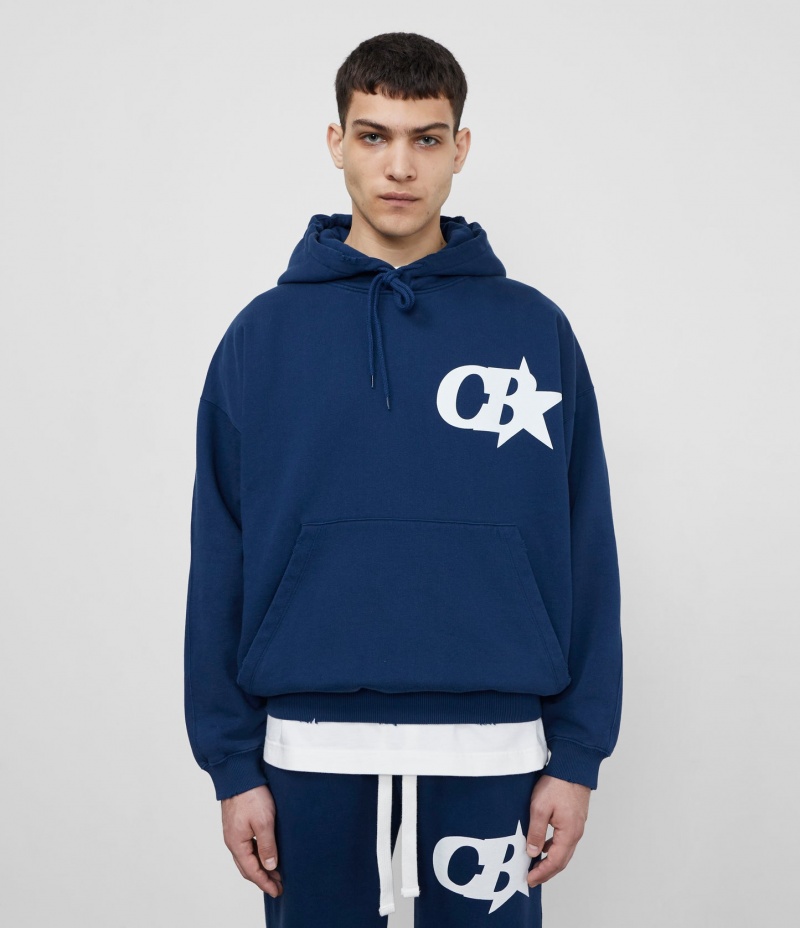 Men's Cole Buxton Cb Star Hoodie Navy | 18237BHRQ