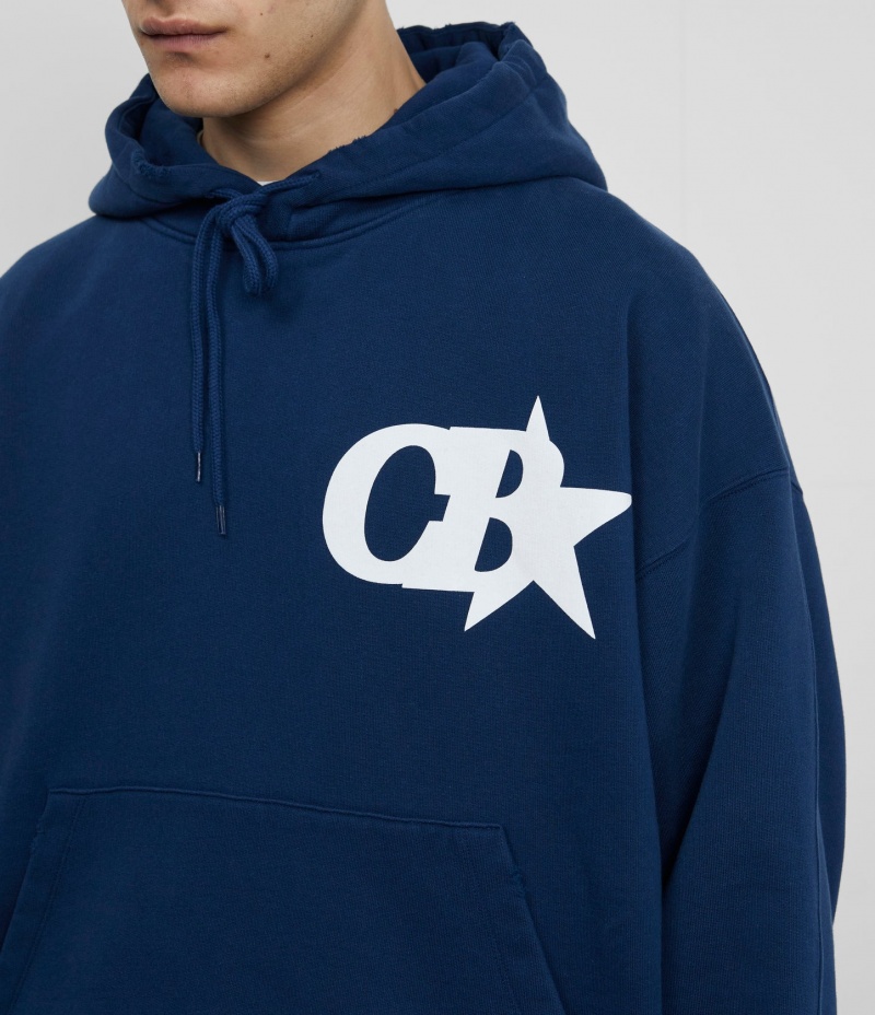 Men's Cole Buxton Cb Star Hoodie Navy | 18237BHRQ