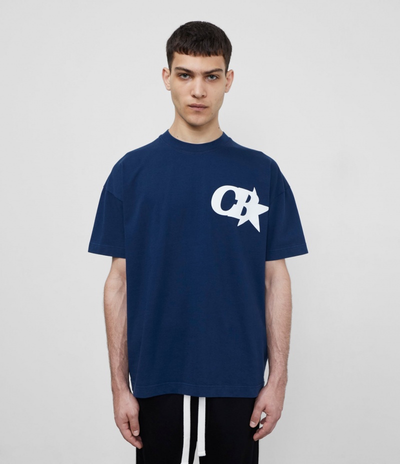 Men's Cole Buxton Cb Star T Shirts Navy | 57642QWKY