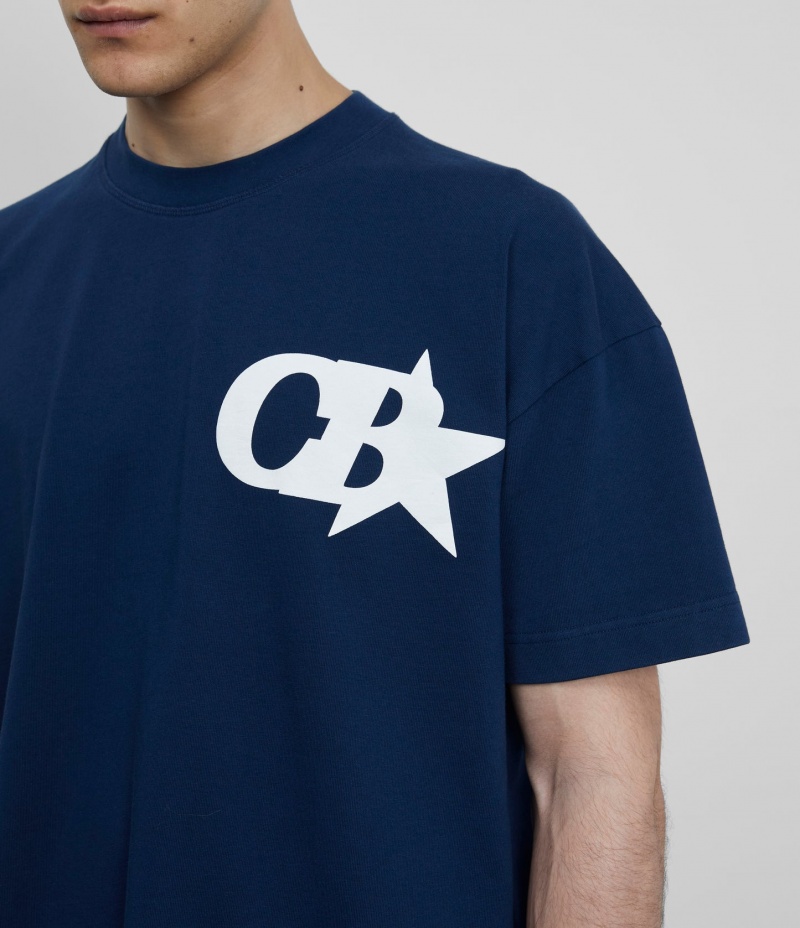 Men's Cole Buxton Cb Star T Shirts Navy | 57642QWKY