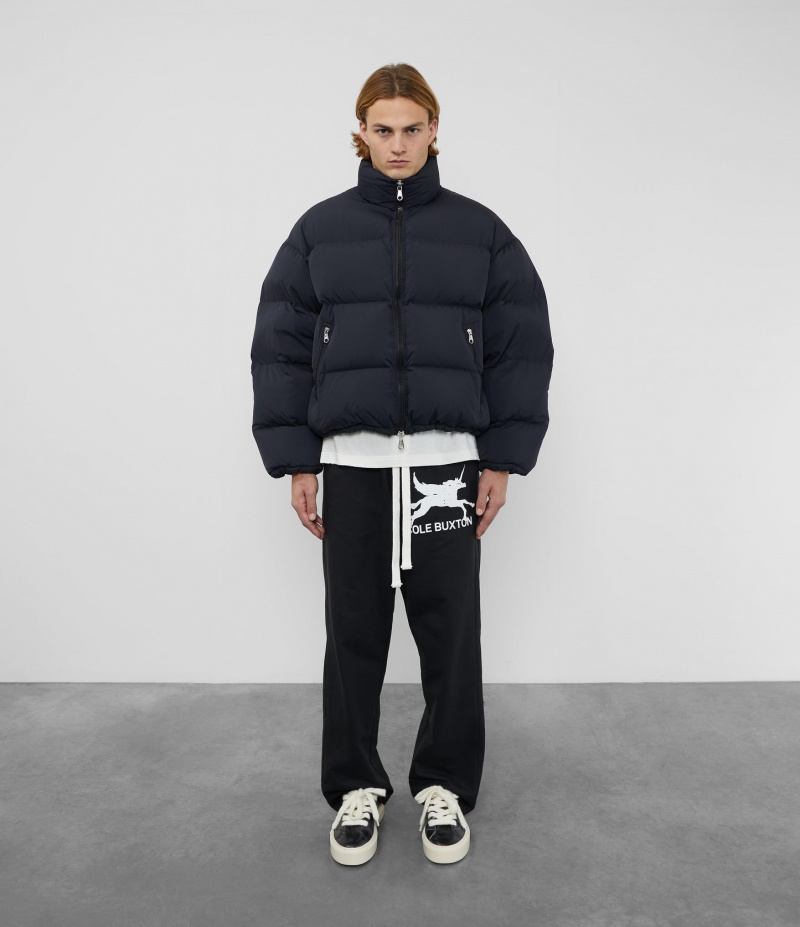 Men's Cole Buxton Cropped Insulated Puffers Black | 16059QZDM