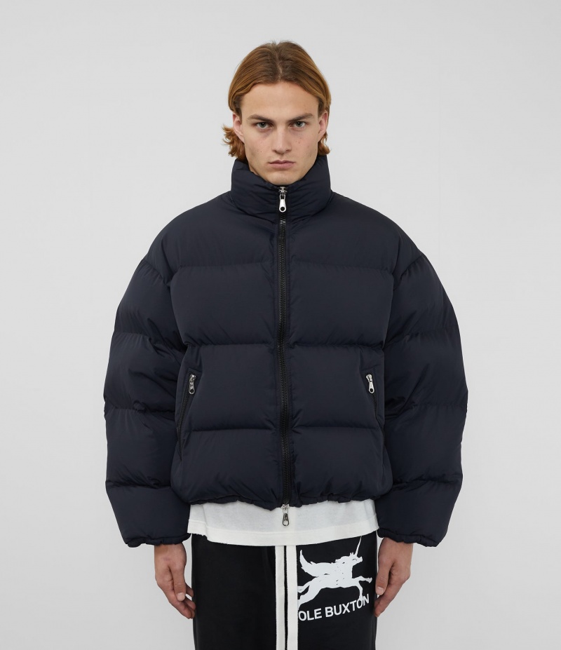 Men's Cole Buxton Cropped Insulated Puffers Black | 16059QZDM